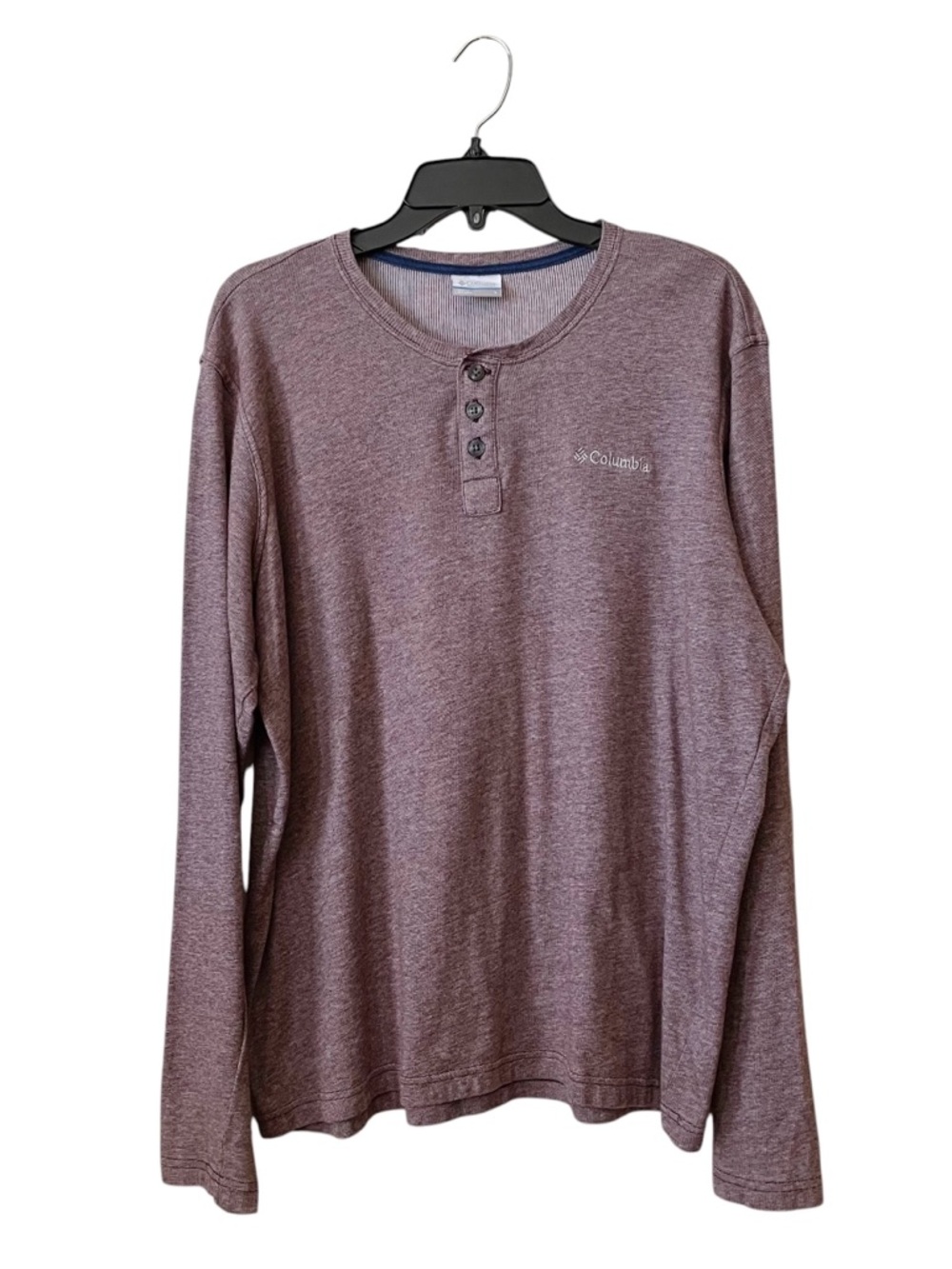 Columbia Long Sleeve Waffle Knit Henley Shirt  Mens Size L Burgundy Red Gorpcore